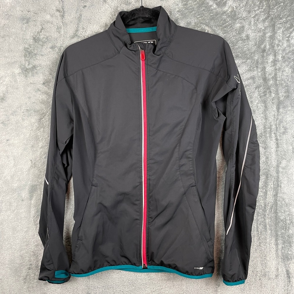 SALOMON Windbreaker Jacket Womens Size XS Gray‎ Thumb Holes Cycling Outdoor